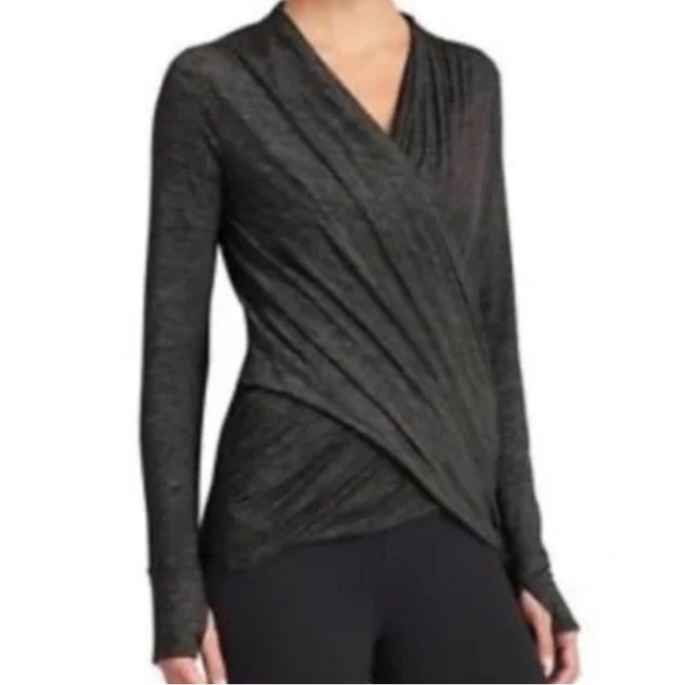 Athleta Wrap Top Heathered Green | Size Medium